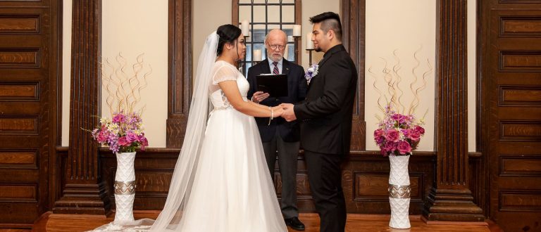 Kalen and Dacelle wedding ceremony at Ottawa Wedding Chapel