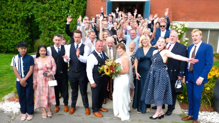 Wedding party outside Ottawa Wedding Chapel